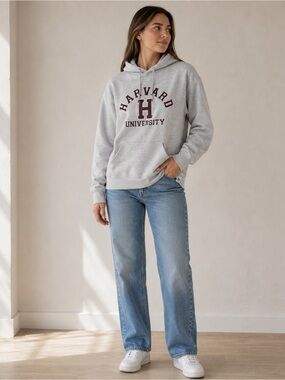 Harvard University Russell Athletic Hoodie Grey S Collegiate